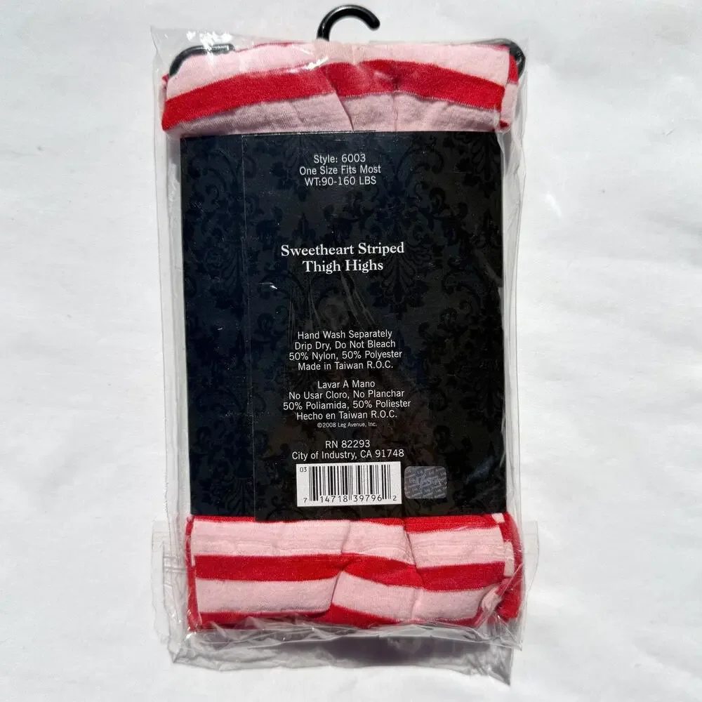 Leg Avenue Sweetheart Thigh Highs Stockings Womens One Size Pink Red Socks